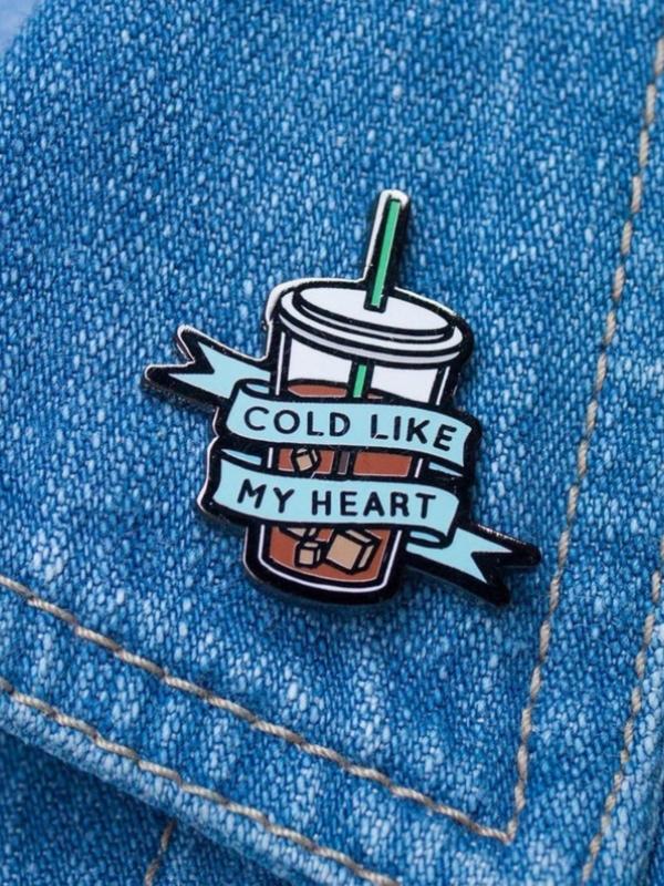 Coffee & Letter Pattern Brooch, Cute Coffee Cup Design Brooch, Fashion Accessories for Women & Men, Trendy All-match  Enamel Pin Suitable for Backpacks, Jeans, Scarves, Hats Decoration