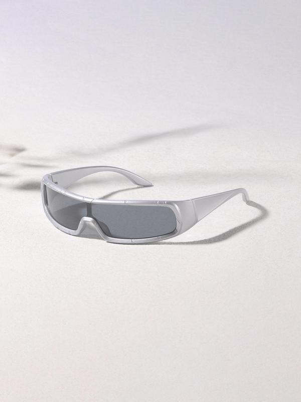 Unisex Punk Style Sunglasses, Trendy Y2K Style Wrap Around Sunglasses for Everyday Use, Fashion Accessories for Outdoor Activities