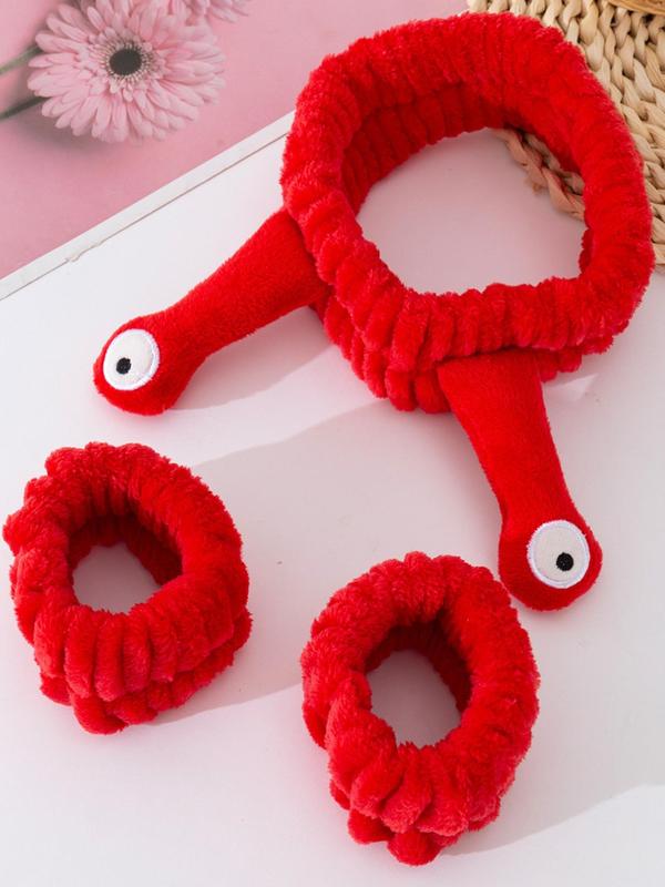 Cute Cartoon Snail Eye Design Hair Band & Wristband Set, Soft Comfortable Hair Band & Wristband for Washing Face & Skin Care, Fashion Hair Accessories for Women & Girls