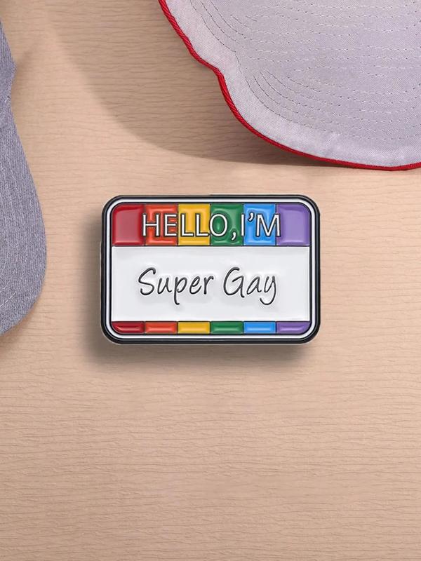 LGBT Pride Rainbow Striped & Letter Pattern Brooch, Fashion Brooch for Men & Women for Party, Daily Clothing Decor, Exquisite Brooches for Birthday Gift