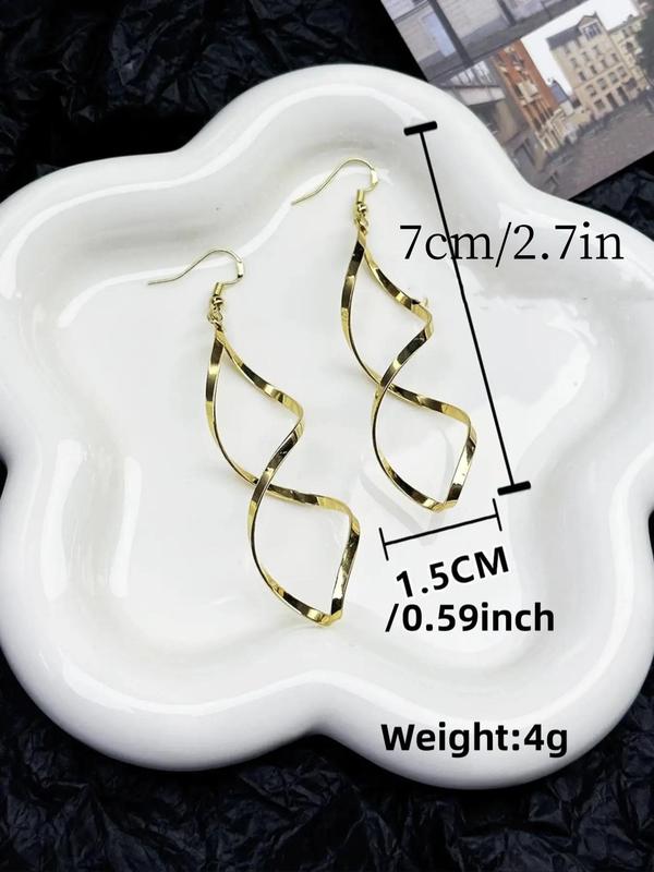 Geometric Wavy Curve Design Dangle Earrings, Unique Elegant Alloy Jewelry for Women, Casual Ear Jewelry for Party, Club and Daily Wear