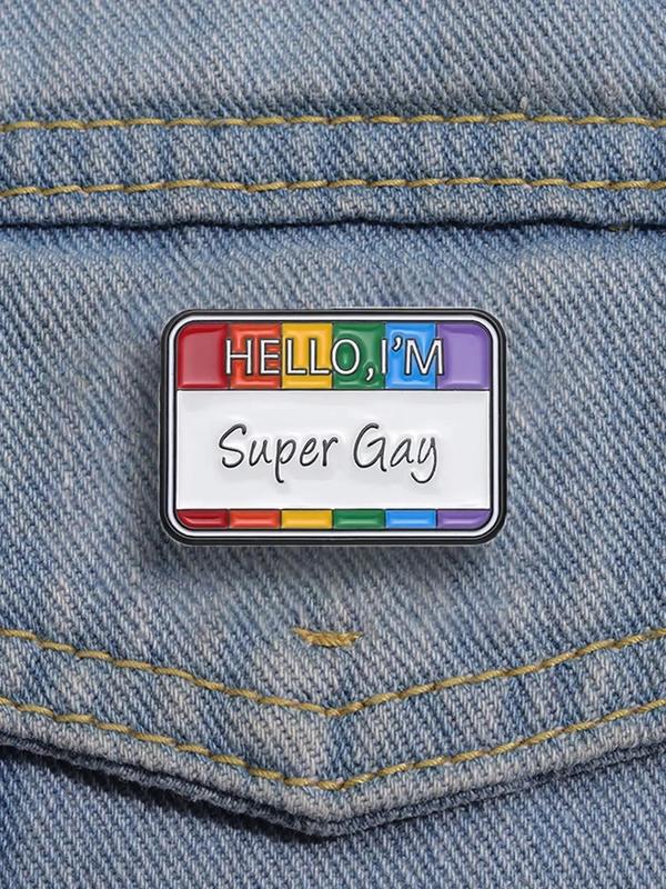 LGBT Pride Rainbow Striped & Letter Pattern Brooch, Fashion Brooch for Men & Women for Party, Daily Clothing Decor, Exquisite Brooches for Birthday Gift