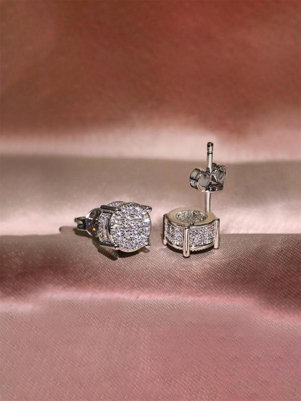 Rhinestone Decorated Stud Earrings, Women's Anniversary Wedding Jewelry Gift, Elegant Light Luxury Accessory