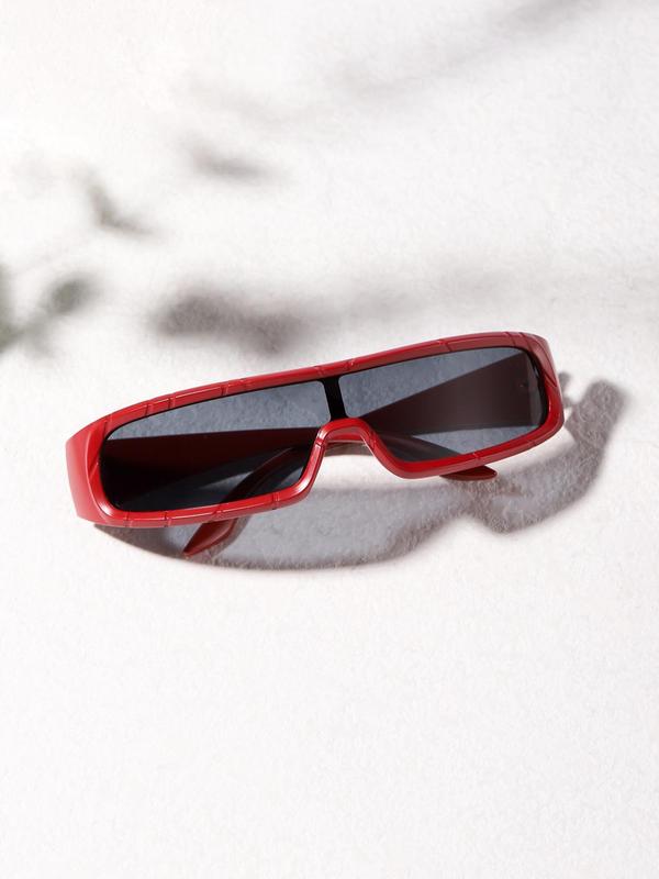 Unisex Punk Style Sunglasses, Trendy Y2K Style Wrap Around Sunglasses for Everyday Use, Fashion Accessories for Outdoor Activities