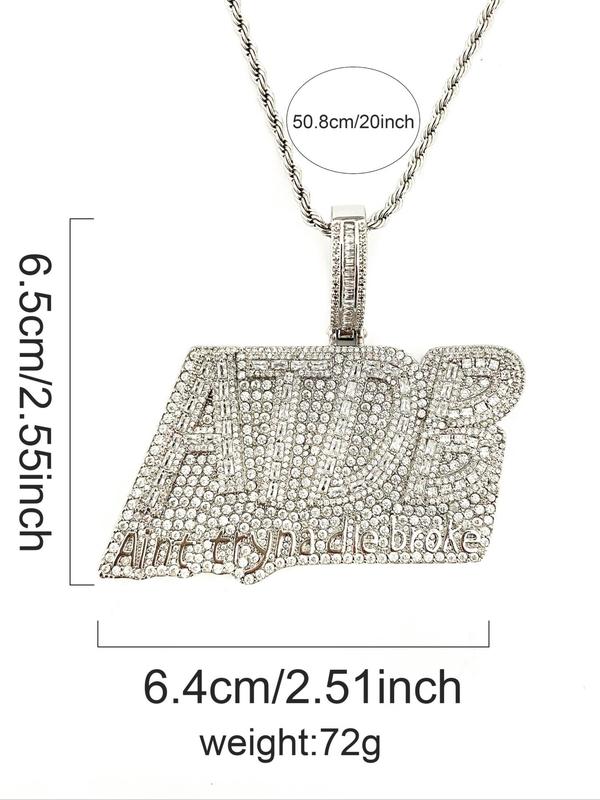 Rhinestone Letter Design Pendant Hip Hop Jewelry, Fashion Accessories for Party, Daily Decor