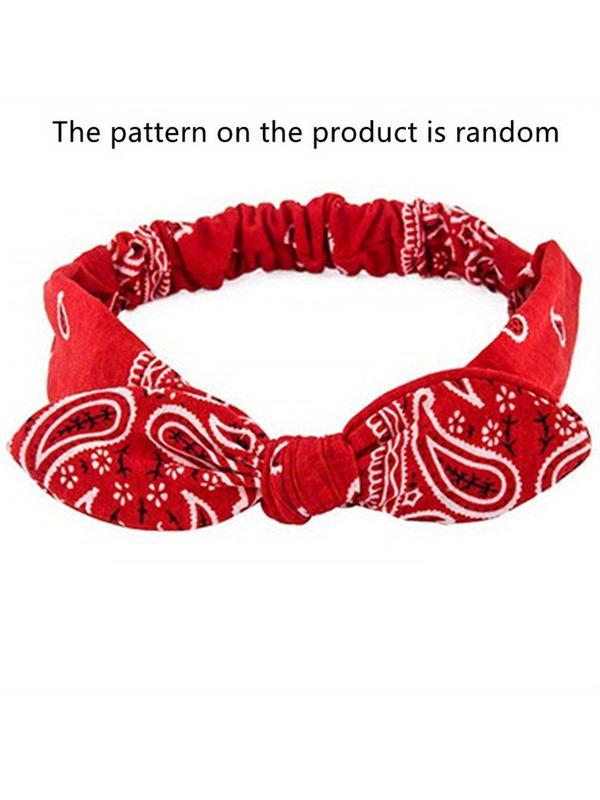 Paisley Print Bow Decor Hair Band (2pcs), Cute Hair Accessories for Women & Girls, Minimalist Headwear Suitable for Thick Hair