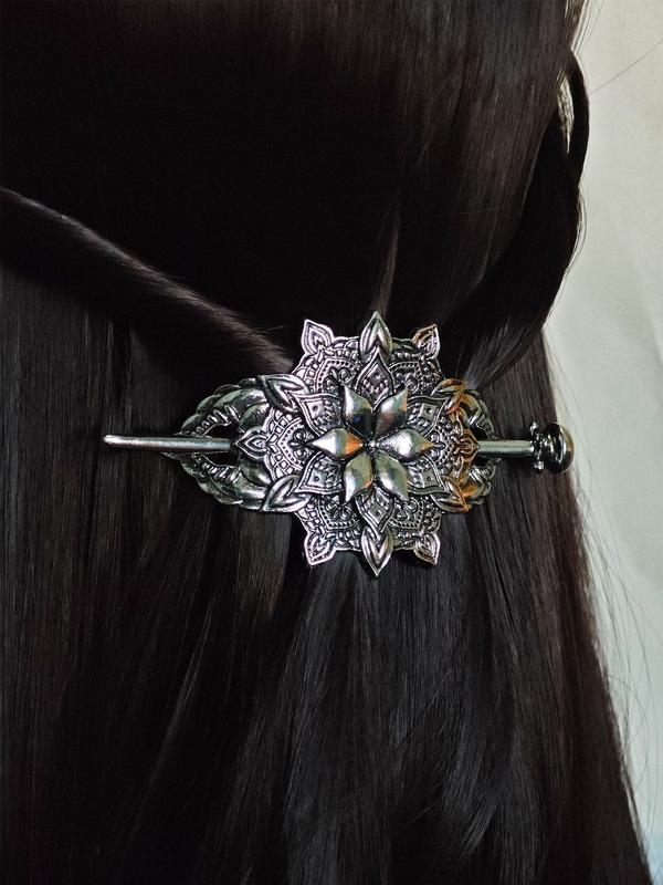 Vintage Viking Style Lotus Flower Design Hair Pin, Retro Style Hair Accessories for Women & Girls, Trendy All-match & Exquisite Hair Pin for Birthday Gift