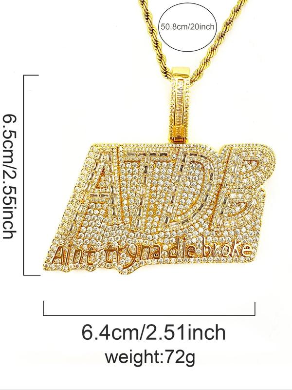 Rhinestone Letter Design Pendant Hip Hop Jewelry, Fashion Accessories for Party, Daily Decor