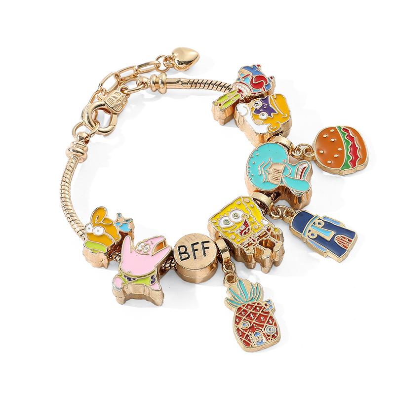 Cartoon Fashion SpongeBob SquarePants Bracelet DIY Beaded Bracelet Jewelry