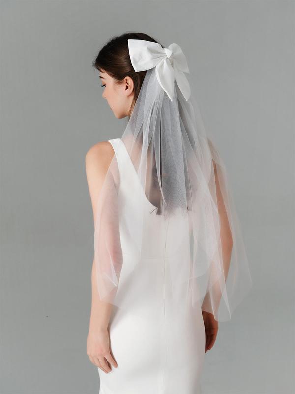 Mesh Bow Decorated Bridal Veil, Elegant Bridal Headwear for Wedding Bridal, Fashion Accessories for Party, Daily Clothing Decor