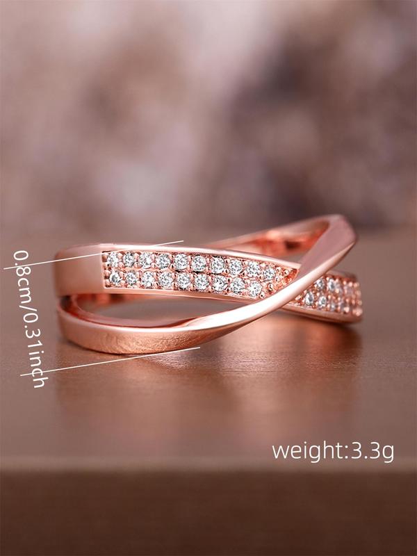 Elegant Rhinestone Decorated Copper Ring, Fashion Delicate Accessories for Women & Girls, Trendy All-match & Exquisite Jewelry for Birthday Gift