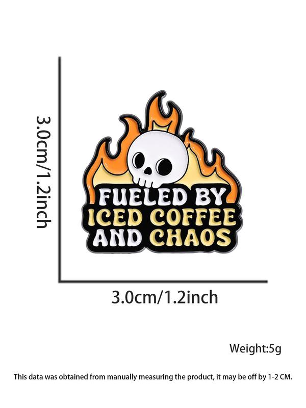 Creative Skull & Fire & Letter Design Brooch, Fashion Alloy Badge for Daily Clothing Decor, Clothes Accessories for Men & Women