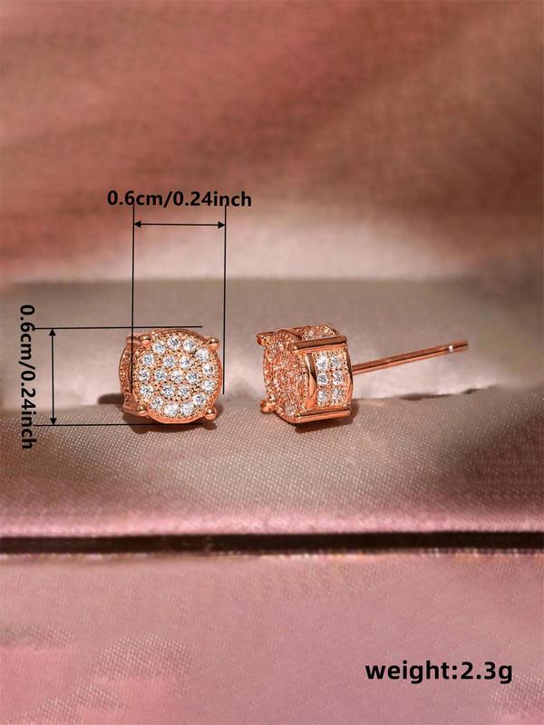 Rhinestone Decorated Stud Earrings, Women's Anniversary Wedding Jewelry Gift, Elegant Light Luxury Accessory