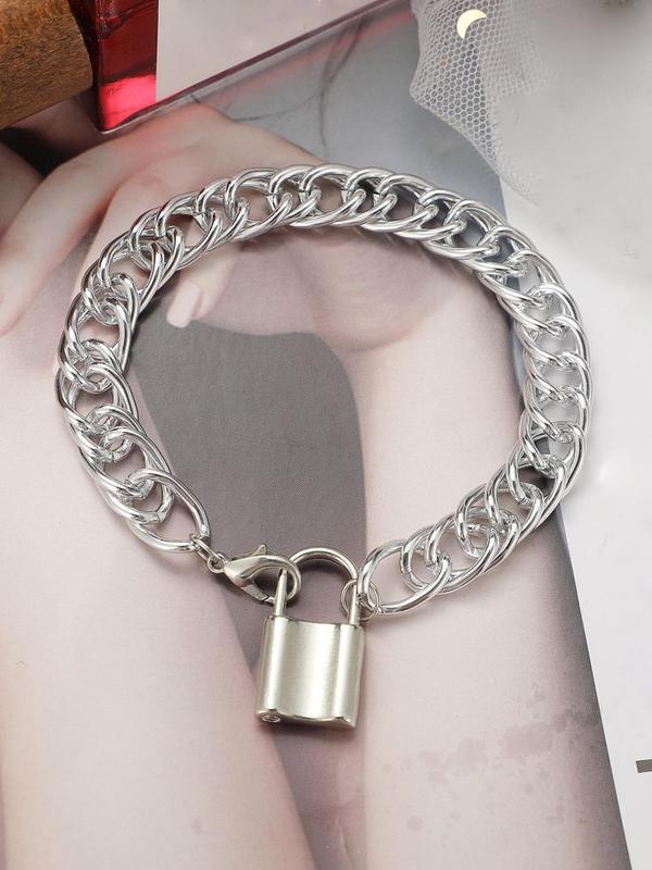 Fashion Chunky Chain & Lock Design Anklet for Women & Girls, Casual Simple Plain Anklet for Party, Daily Clothing Decor, Trendy All-match & Exquisite Jewelry for Birthday Gift