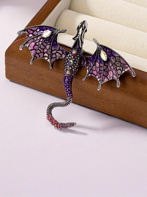 Colorblock Rhinestone Decorated Dragon Design Brooch, Animal Shaped Clothes Brooch, Fashion Accessories for Men & Women, Trendy All-match & Exquisite Brooch for Birthday Gift