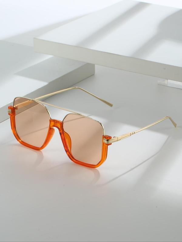 Unisex Simple Style Square Frame Sunglasses, Trendy Casual Sunglasses for Everyday Use, Fashion Accessories for Outdoor Activities
