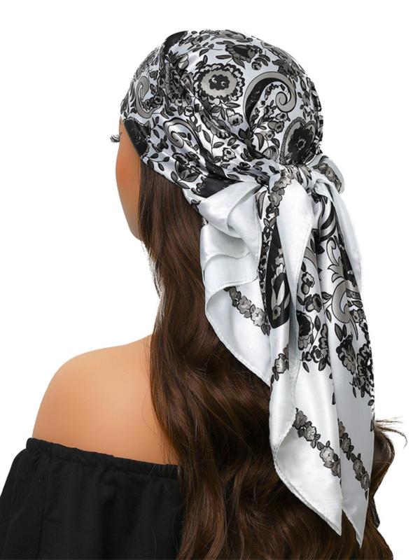 Women's Paisley & Floral Print Square Scarf, Casual Soft Comfortable Shawl for Daily Wear, Fashion Accessories for Women & Girls