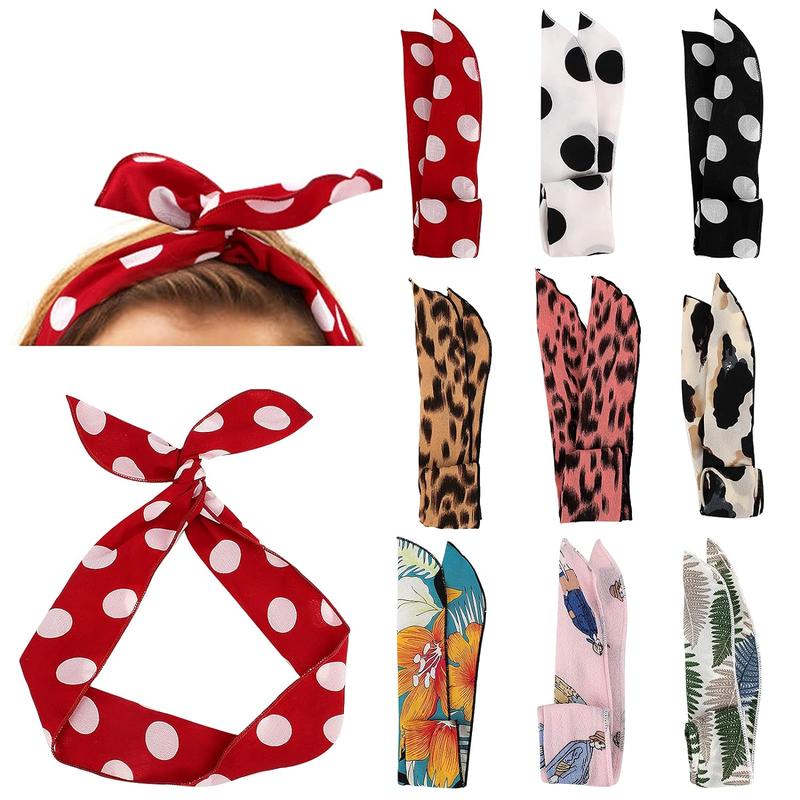 Wire Headband, 9 Pcs Wire Headbands for Women Cute Tie Headband for Girls Wired Bow Headbands for Women Ajustable Twist Headband Wire Head Bands Twist Hair Band Bendable Headbands for Women's Hair Tie Twist Wire Headbands Hair Accessories for Women Girls