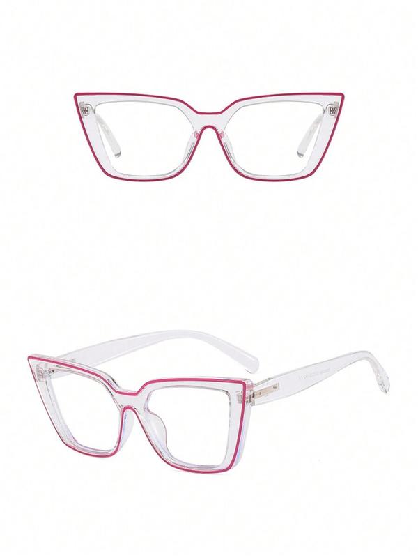 Cat Eye Frame Eyeglasses, Simple Plain Color Eyeglasses for Women & Men, Fashion Eyeglasses for Work, Daily Clothing Decor, Perfect for Student Daily Use