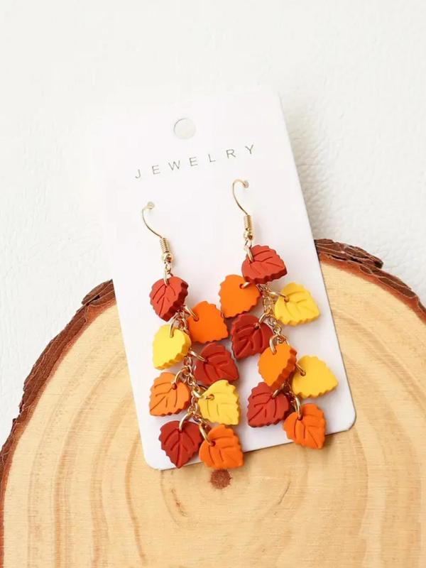Cute Leaf Design Dangle Earrings, 2024 New Style Fashionable Jewelry for Women, Trendy All-match & Exquisite Jewelry for Birthday Gift Dainty Gift for Your Love