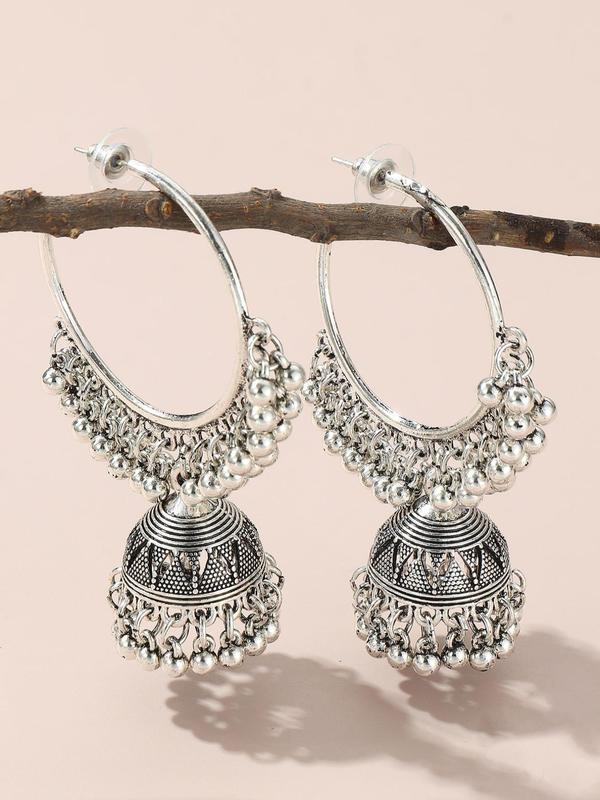 Boho Style Ethnic Style Alloy Dangle Earrings for Women, Retro Ethnic Style Large Bell Drop Earrings