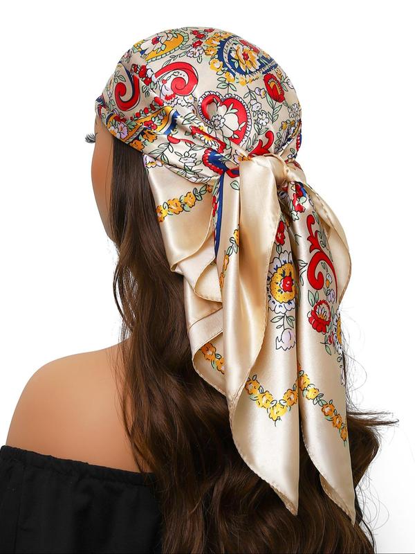 Women's Paisley & Floral Print Square Scarf, Casual Soft Comfortable Shawl for Daily Wear, Fashion Accessories for Women & Girls
