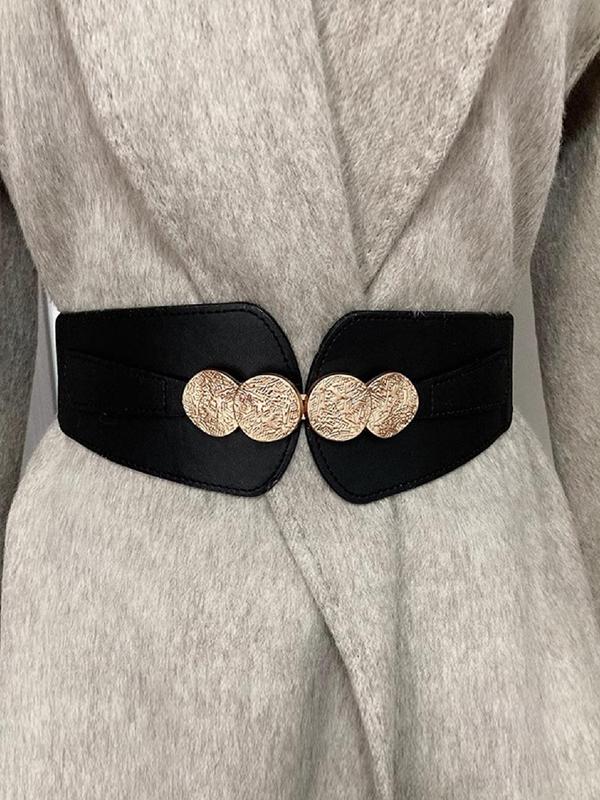 Women's Solid Color Wide Belt, Fashionable PU Leather Belt for Daily Clothing Decor, Trendy All-match & Exquisite Belt for Birthday Gift