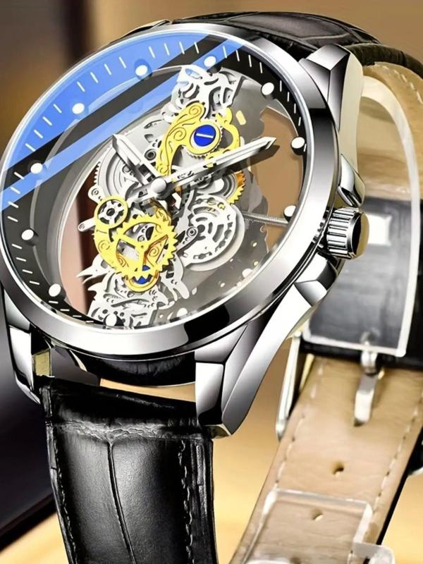 Casual Sportive Glow in The Dark Analog Watch for Men with Round Dial for Gift, Elegant Trendy Wristwatch for Business & Daily Use As Gift for Boyfriend with Box