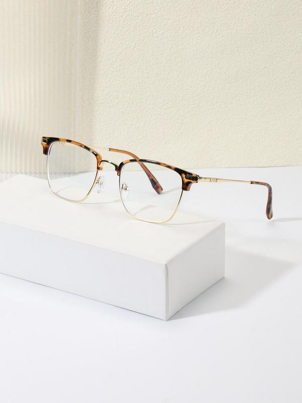 Simple Business Style Hawksbill Pattern Square Shaped Eyeglasses, Trendy Casual Eyeglasses for Women, Fashion Eyeglasses for Daily Wear
