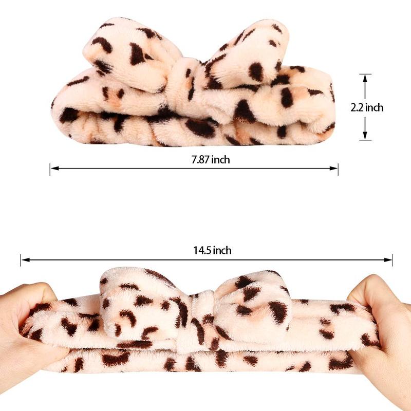 8 Pack  Bow Headbands, Coral Fleece Makeup  Headband for Washing , Shower Terry Cloth Hair Band for Women Facial