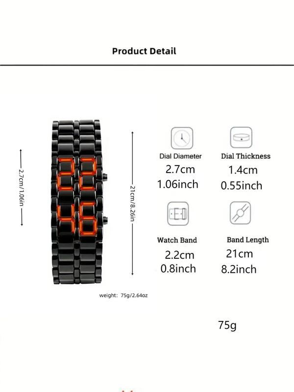 Men's Punk Style LED Digital Watch, Street Trend Novelty Wristwatch with LED Light, Chic Watch As Gift for Boyfriend without Box