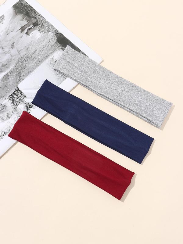 5pcs Solid Color Minimalist Hair Band, Fashionable High Stretch Face Washing & Sporting Hair Band for Women and Girls