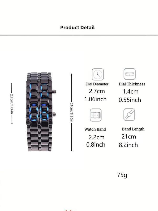Men's Punk Style LED Digital Watch, Street Trend Novelty Wristwatch with LED Light, Chic Watch As Gift for Boyfriend without Box