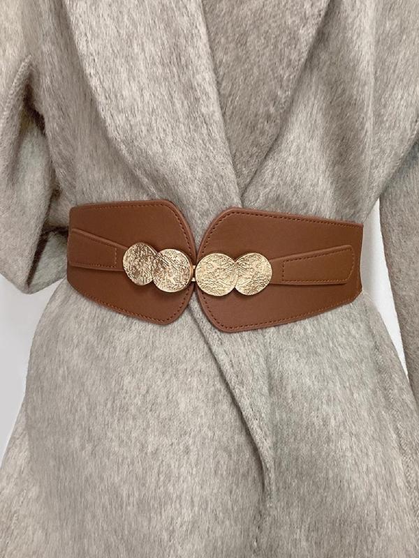 Women's Solid Color Wide Belt, Fashionable PU Leather Belt for Daily Clothing Decor, Trendy All-match & Exquisite Belt for Birthday Gift