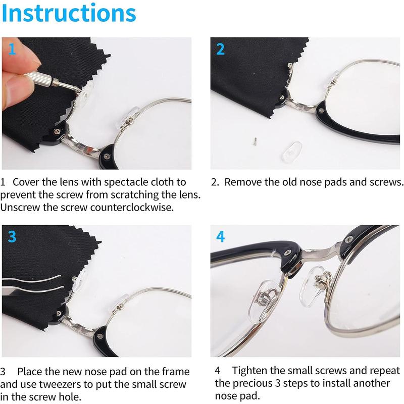 Upgrade Version Eye Glass Repairing Kit, Eyeglass Tool Kit with Compact Screw Box Include Nose Pads