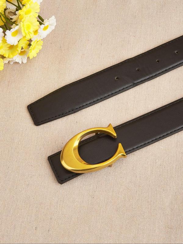 Women's Fashion Letter Design PU Buckle Belt, Casual Waistband for Jeans for Party, Daily Clothing Decor, Trendy All-match & Exquisite Accessories for Gift