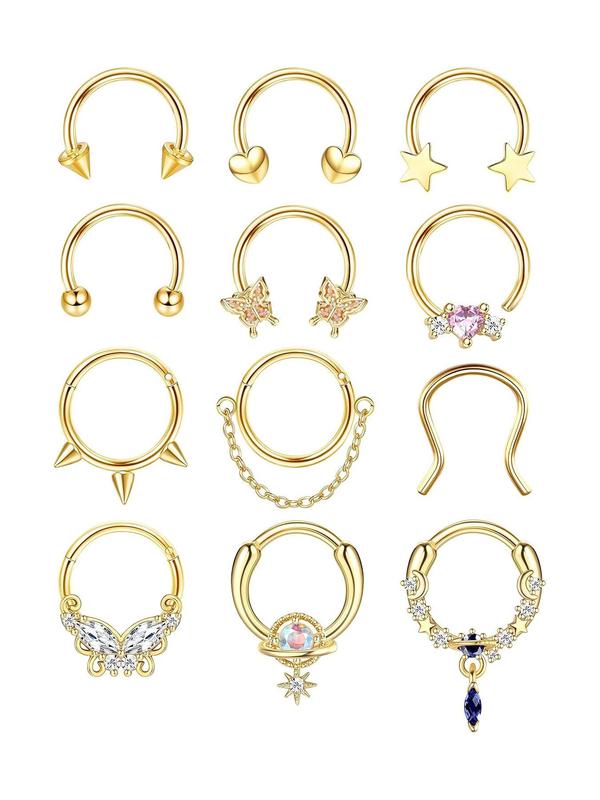 Stainless Steel Nose Ring, Fashionable Nose Ring for Women & Men, Body Jewelry for Party, Daily Clothing Decor, Trendy All-match & Exquisite Jewelry for Birthday Gift