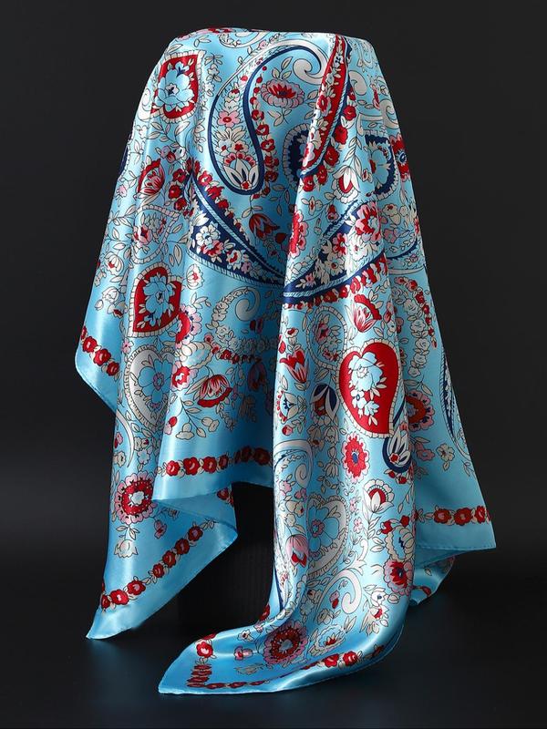 Women's Paisley & Floral Print Square Scarf, Casual Soft Comfortable Shawl for Daily Wear, Fashion Accessories for Women & Girls