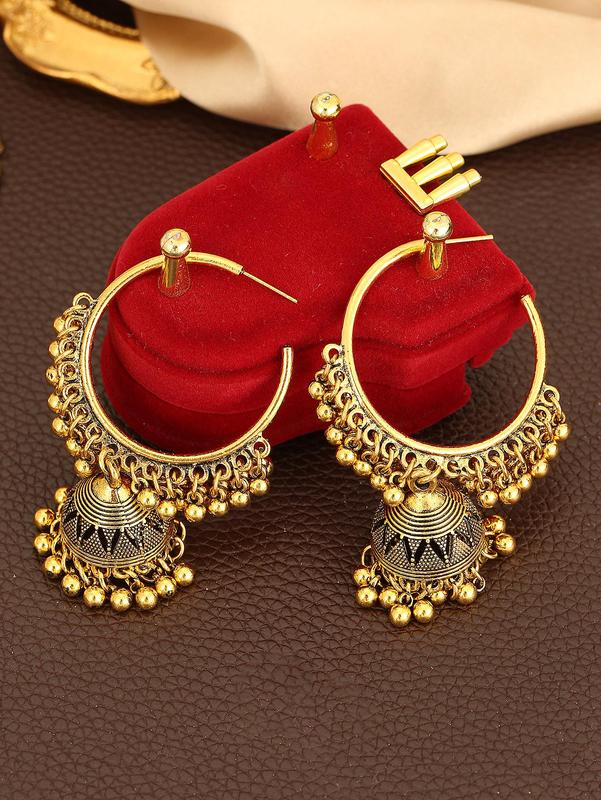 Boho Style Ethnic Style Alloy Dangle Earrings for Women, Retro Ethnic Style Large Bell Drop Earrings
