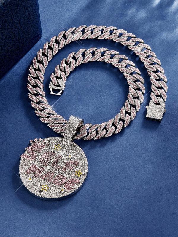Y2k Rhinestone Letter Decor Pendant Necklace & Chain Bracelet, Men’s Chain, Y2k Girlfriend Accessories for Women, Hip Hop Punk Style Fall Jewelry Set for Party, Daily Clothing Decor for Boy & Girl, for Fall
