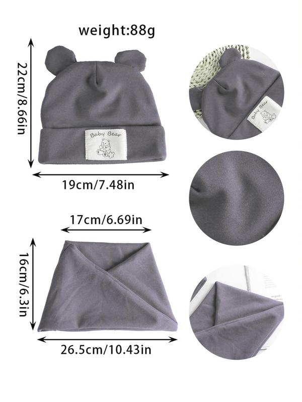Winter Warm Hat & Scarf Set, Cute Bear Ear Design Beanie Hat & Scarf, Fashion Accessories for Women & Men