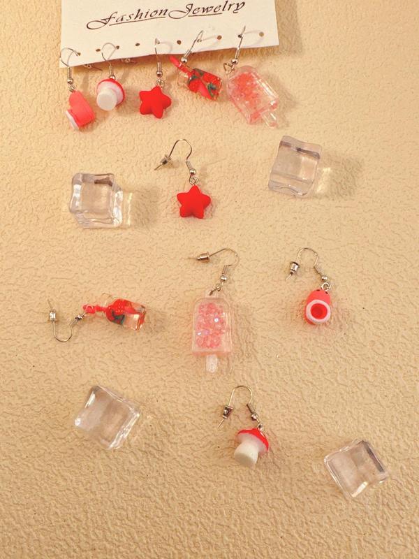 Cute Ice Cream & Mushroom Design Earrings, Fashion Jewelry for Party, Daily Clothing Decor, Trendy All-match & Exquisite Jewelry for Birthday Gift