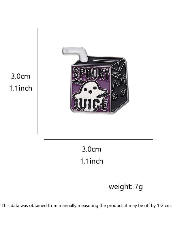 Cartoon Drink Box & Letter Design Brooch, Creative Clothes Brooch, Fashion Accessories for Men & Women