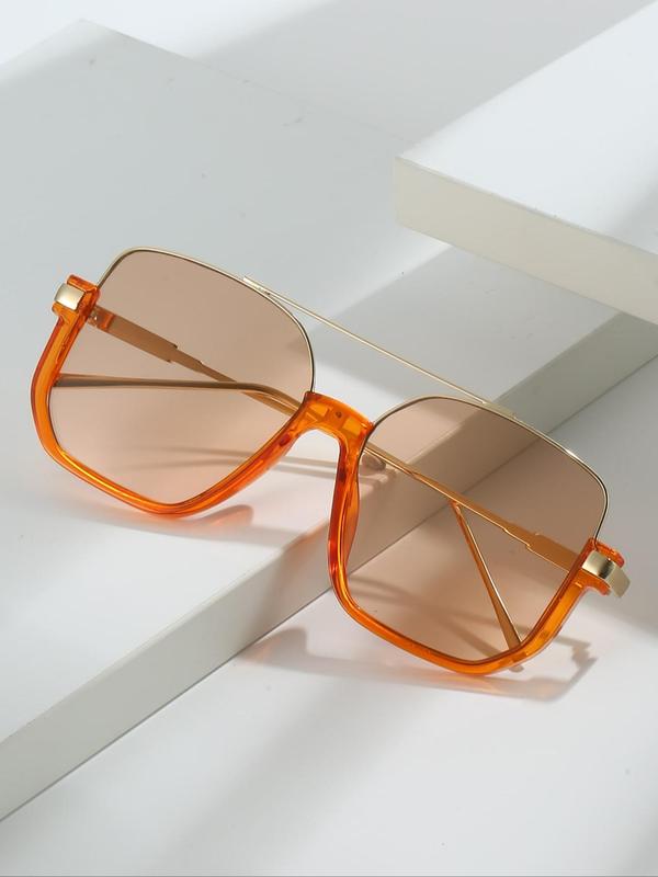Unisex Simple Style Square Frame Sunglasses, Trendy Casual Sunglasses for Everyday Use, Fashion Accessories for Outdoor Activities