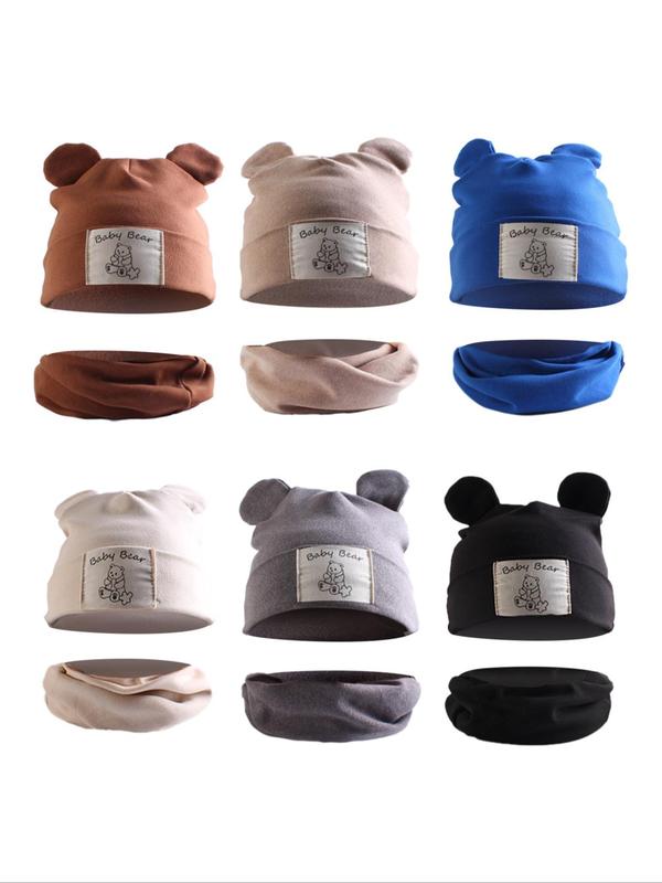 Winter Warm Hat & Scarf Set, Cute Bear Ear Design Beanie Hat & Scarf, Fashion Accessories for Women & Men