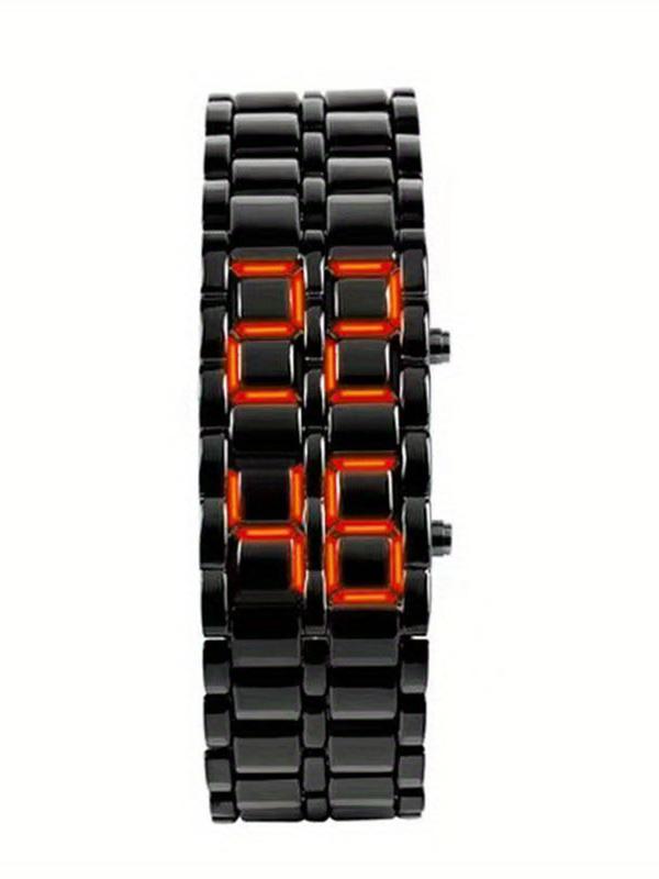 Men's Punk Style LED Digital Watch, Street Trend Novelty Wristwatch with LED Light, Chic Watch As Gift for Boyfriend without Box