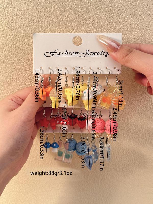 Cute Ice Cream & Mushroom Design Earrings, Fashion Jewelry for Party, Daily Clothing Decor, Trendy All-match & Exquisite Jewelry for Birthday Gift