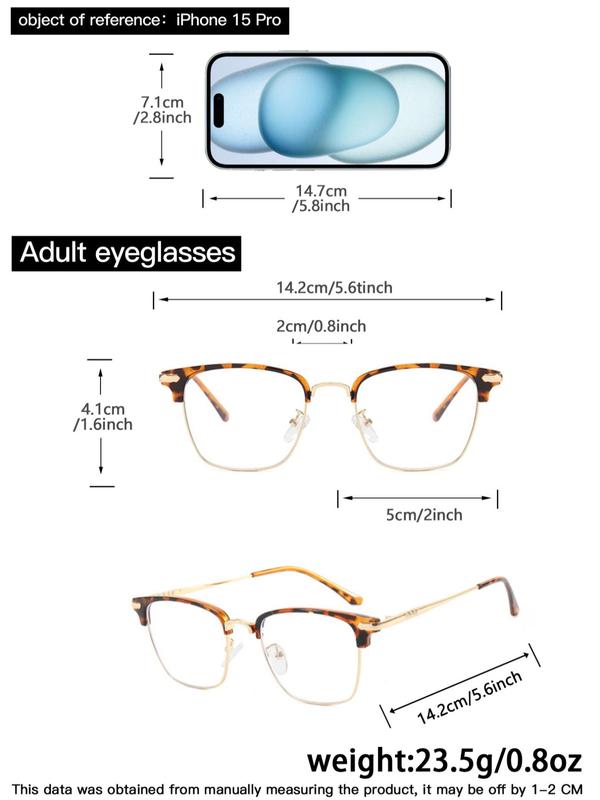 Simple Business Style Hawksbill Pattern Square Shaped Eyeglasses, Trendy Casual Eyeglasses for Women, Fashion Eyeglasses for Daily Wear