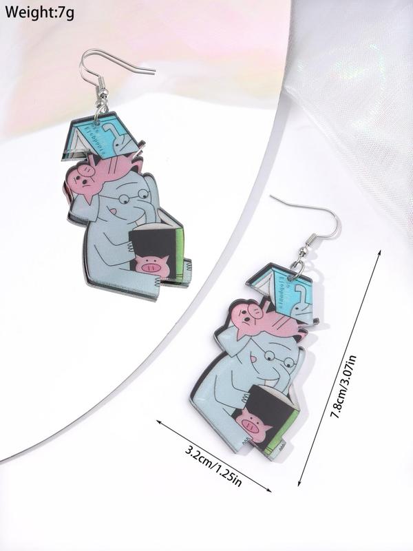 1 Pair Cute Cartoon Elephant Decor Dangle Earrings, Creative Acrylic Drop Earrings For Women, Fashion Jewelry For Party, Daily Clothing Decor For Girl