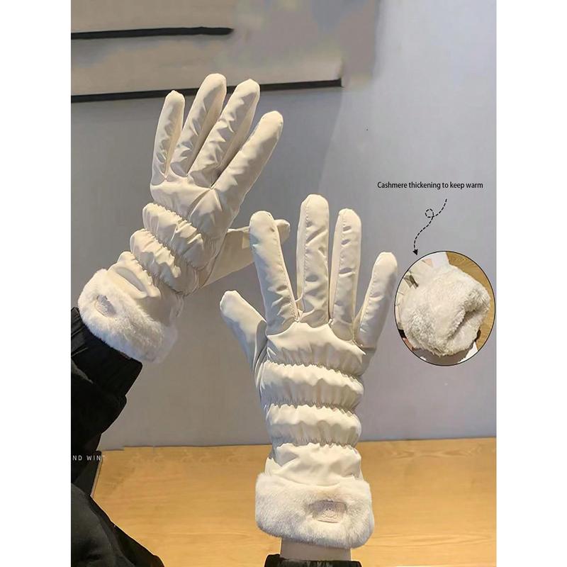 1 Pair Women's Winter Gloves, Thickened And Plush-Lined Touch Screen Warm Gloves For Riding, Mountaineering, Skiing, Windproof And Cold-Resistant, Motorcycle Plush Gloves